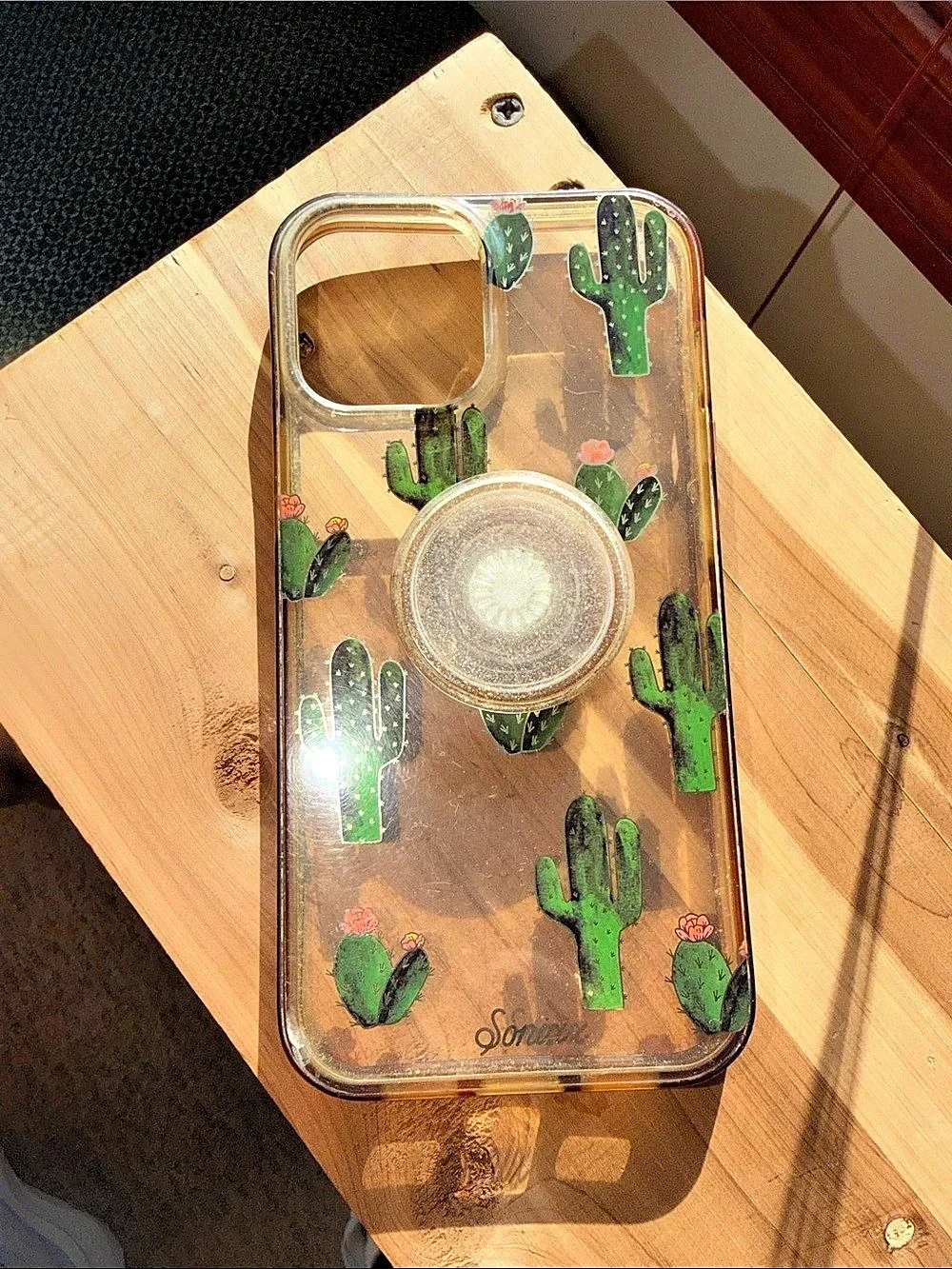 Sonix Cactus Print Phone Case with Grip in Clear & Green